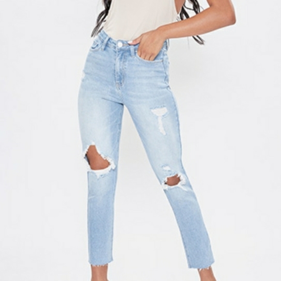 YMI Denim - YMI Distressed Raw Hem High Rise Dream Fit Ankle